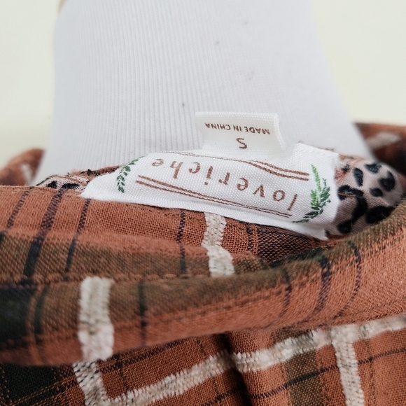 Loveriche Leopard plaid button down shirt brown - Picture 4 of 5